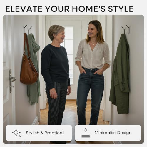 Homeforia Black Wall Coat Hooks, High-End Metal, Heavy Duty - Image 2