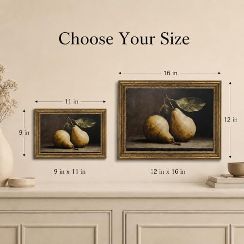 Vintage Gold Framed Pear Still Life Canvas Wall Art 12x16 Inch - Image 4