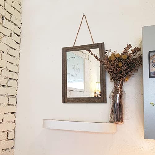 AAZZKANG Rustic Wood Mirror Rectangle Decorative Wall Hanging Mirrors - Image 5