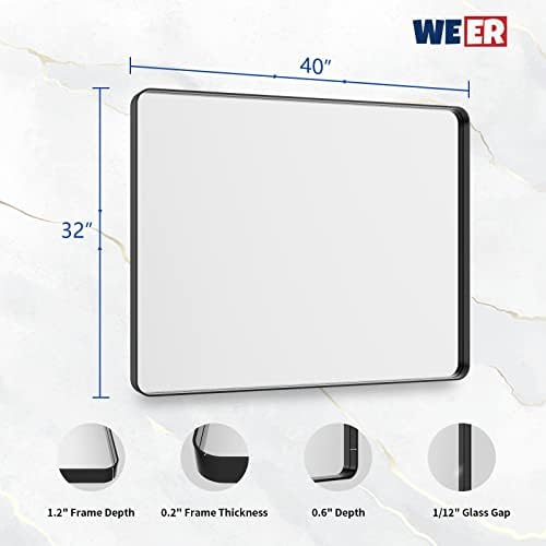 WEER Black Bathroom Vanity Mirror 40X32 Inch - Image 6
