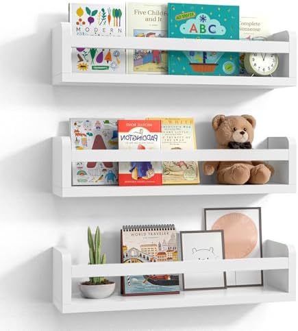 Floating Wall Nursery Book Shelves, 16.5 Inch by Smallfurnitureandhomedecor