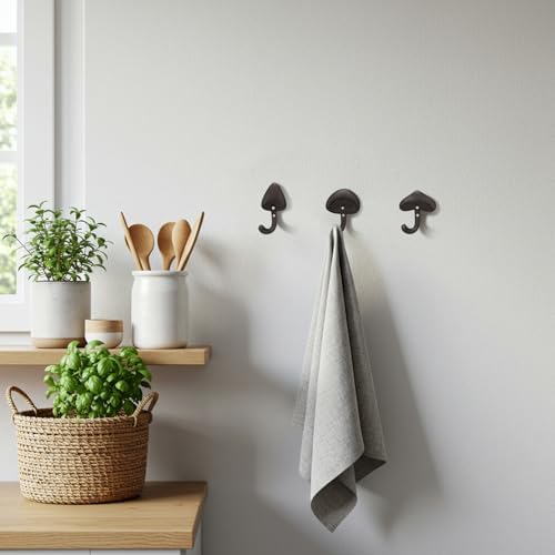 3 Pcs Mushroom Wall Hooks Decorative Iron Mushroom Shaped Hanging Hooks Wall - Image 5