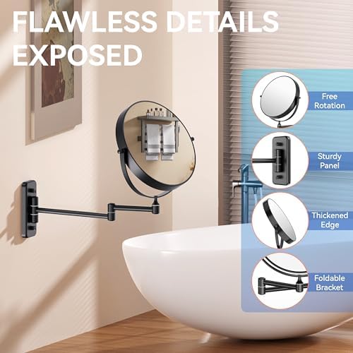 Auxmir 8" Double-Sided Wall-Mounted Makeup Mirror, 1X/30X Magnifying Mirror - Image 5