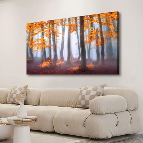 Orange Maple Leaf Tree Canvas Wall Art by HaichuangDecorArt
