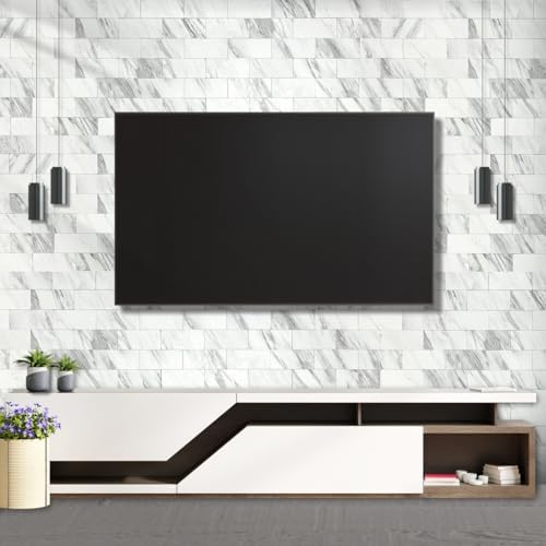 AULIGET 4-Piece White Marble Look Peel and Stick Backsplash Wall Tiles - Image 4