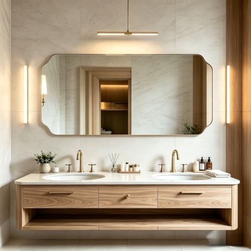 ANDY STAR 24"x48" Large Bathroom Mirror, Brushed Gold Rectangle Mirror by ANDYSTAR