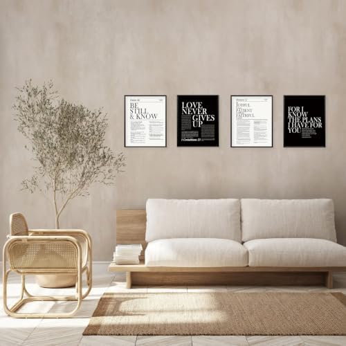 Locomiss Black and White Christian Bible Verse Wall Art Decor, 8x10 Posters - Image 4