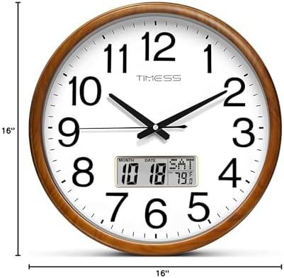 TIMESS Wall Clock, Classic Wood Style Finish, 16 Inch Non-Ticking Silent - Image 7
