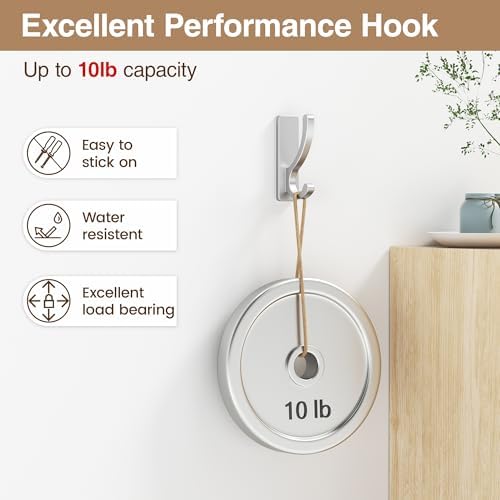 pickpiff Adhesive Wall Hooks for Coat/Towel, Hold 13LB - Image 3