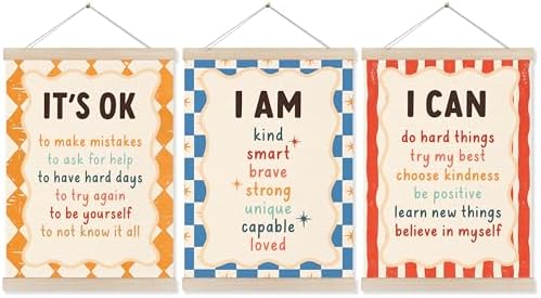 Koesus Inspirational Classroom Checkered Striped Wall Art Poster Hanger Frame by Unknown