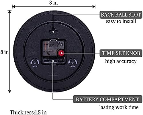 SAC SMARTEN ARTS 8" Silent Quartz Wall Clock Non-Ticking Digital Clock - Image 4