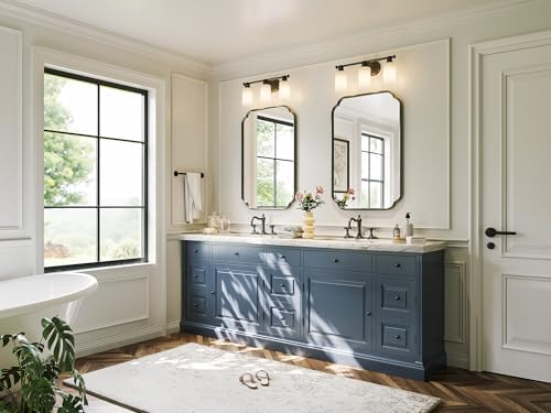 Black Bathroom Scalloped Mirror - Image 5