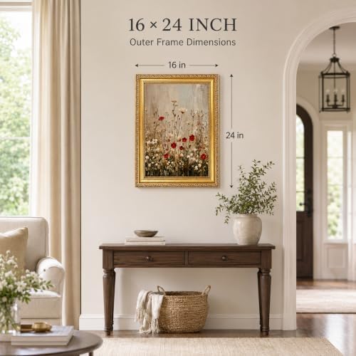 Framed Wildflower Canvas Wall Art, Neutral Plant Picture Wall Decor24x16in - Image 2