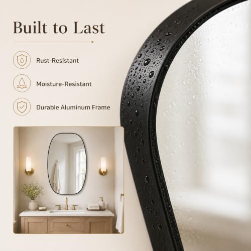 USHOWER Black Oval Bathroom Mirrors 30x48 Inch - Image 4