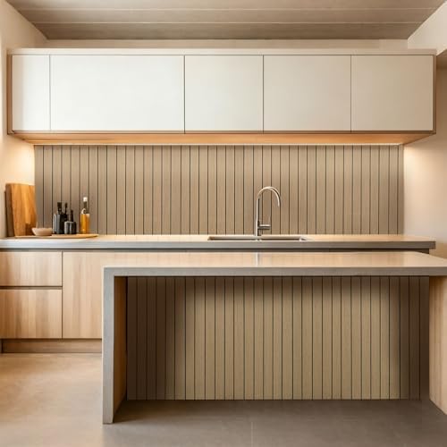 3D Peel and Stick Wall Panels PVC Grille Slat 197"x15.8" Self-Adhesive Wall - Image 7