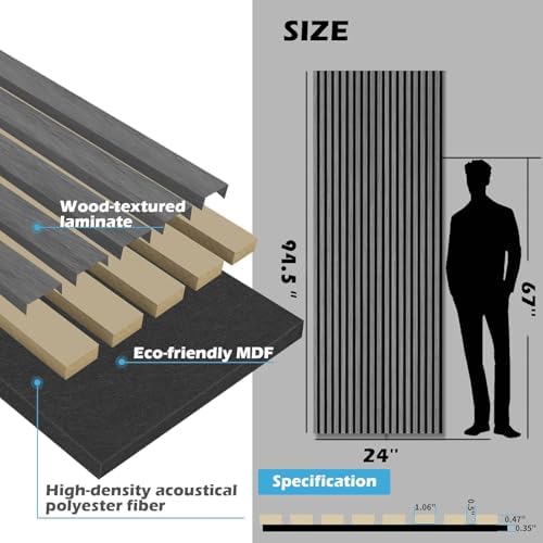 Art3d Acoustic Wood Slat Panels 94.5"x24", Smoky Oak - Image 4