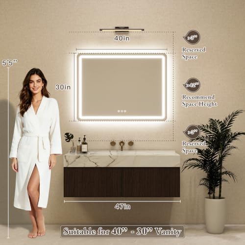 40"x30" LED Bathroom Mirror Anti-Fog Dimmable Wall Mount Vanity Touch - Image 7