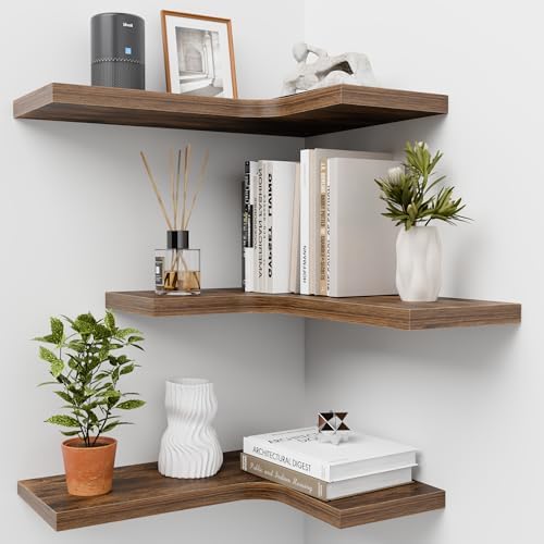 Corner Floating Shelves for Wall Mounted L-Shaped Wood Corner Wall Shelf by Unknown