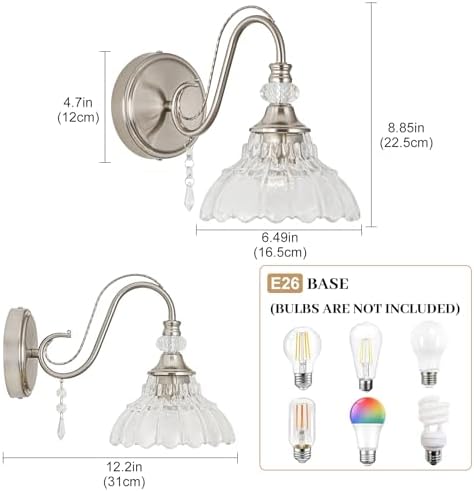 1 Piece Brushed Nickel Finish Wall Sconce, 1-Light Modern Wall Sconce - Image 6