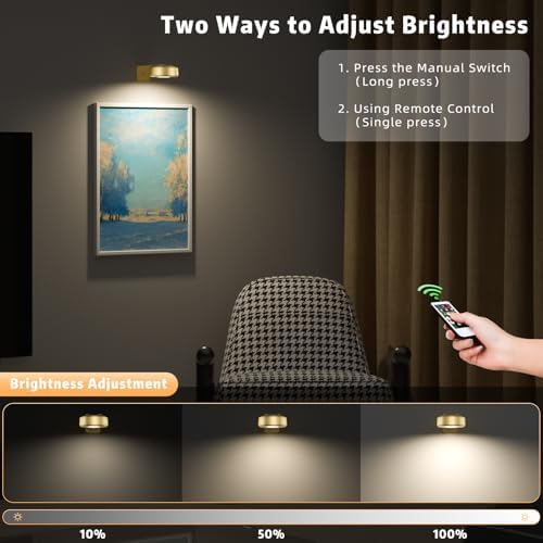 6 Pcs Picture Lights, Rechargeable Battery Operated Dimmable 3-Color Wall Light - Image 7