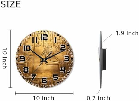 Egyptian Hieroglyphics Wall Clock Ancient Golden Art Historical Civilization - Image 2