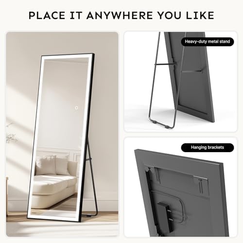 Kosmonia 71"x24" Full Length Mirror, Dimmable 3 Color LED Light - Image 5