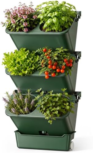 Briwooody 3 Set 6 Pocket Vertical Stackable Wall Planters Kit Outdoor Self by Briwooody