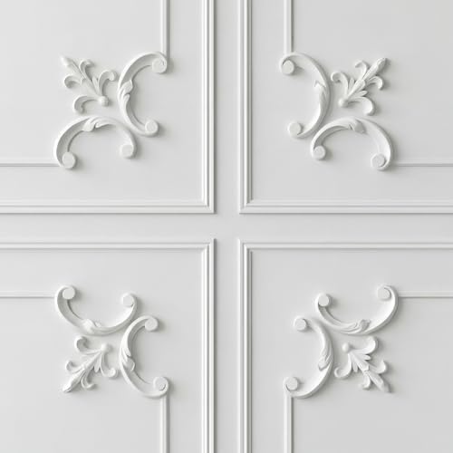 12pcs Corner Wall Molding, Wainscoting Floral Molding, Fleur De Lis - Image 5