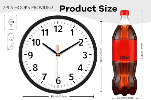 10" Modern Silent Wall Clock, Wall Clocks Battery Operated - Image 3
