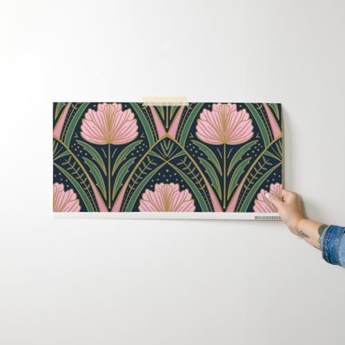 Spoonflower Art Deco Peony Dark Peel and Stick Wallpaper - Image 7