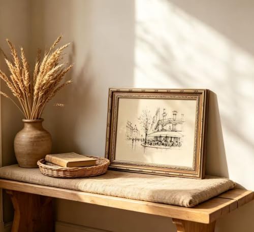 Vintage Gold Framed Black and White Sketch Wall Art French Cafe Sketch Canvas - Image 3