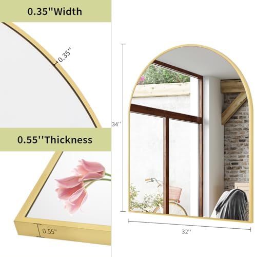 BEAUTYPEAK 32"x34" Arch Bathroom Wall Mirror - Image 4