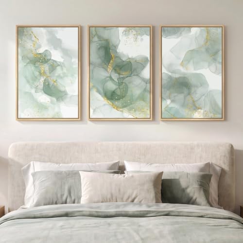 Framed Sage Green Abstract Wall Art by Cuspin