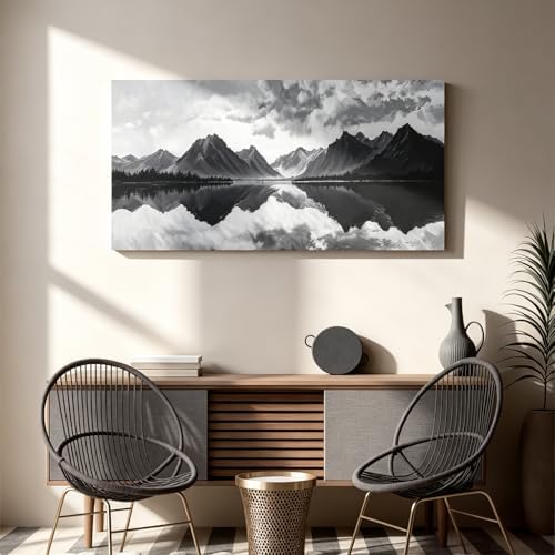 I@U Modern Black And White Wall Art Decor Mountain Landscape Artwork - Image 5