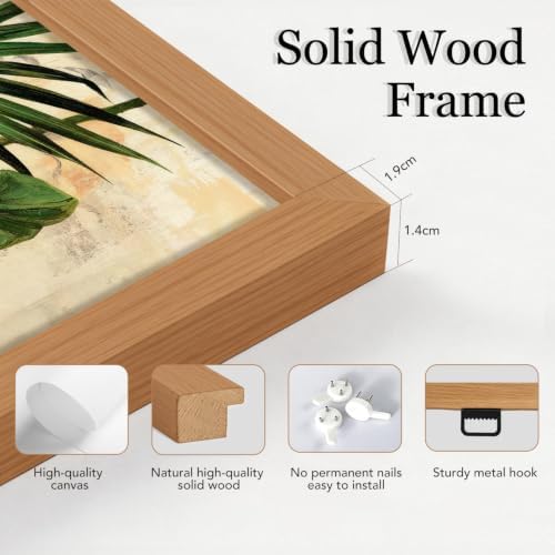 RZIGERNO 3 Pcs Tropical Palm Leaf Canvas Wall Art, 12x16 Inches Wood Framed - Image 6