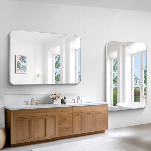 BONEWEI Silver Bathroom Mirror, 55x36 inch Wall Mirror - Image 3