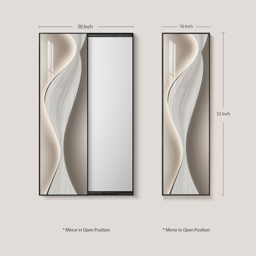 Framed Sliding Wall Mounted Full Length Mirror, Modern Full Body Mirror - Image 2