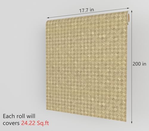 Decotalk Grasscloth Wallpaper Peel and Stick Diamond Wallpaper 17.7"x200" - Image 7