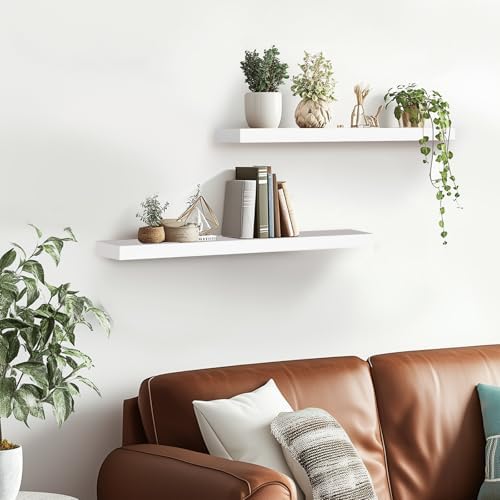 16x5.8x0.8in Floating Wall Shelves Rustic Solid Wood 2-Pack - Image 5