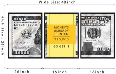 Black Framed Canvas Wall Art Benjamin Franklin 100 Dollar Money's Already - Image 6
