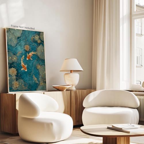 Japanese Koi Fish Zen Canvas Wall Art Traditional Oriental Asian Prints 24x36in - Image 7