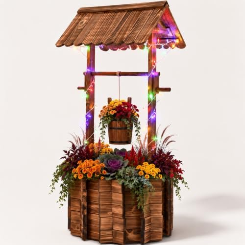 54" Outdoor Wooden Wishing Well Planter by Unknown