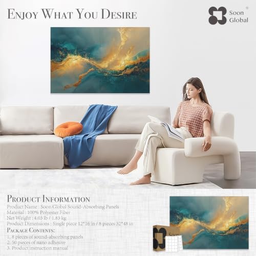 Soon Global Acoustic Wall Panels, Art Acoustic Panels, Oceanic Gleam - Image 4