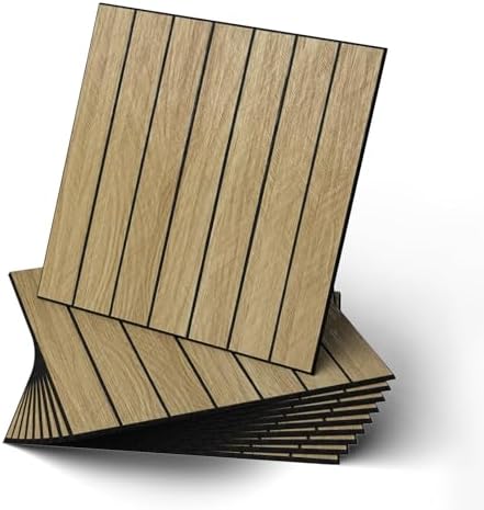 WADILE Peel and Stick Wood Slat Wall Panels 12x12in PVC 10 Pack by WADILE