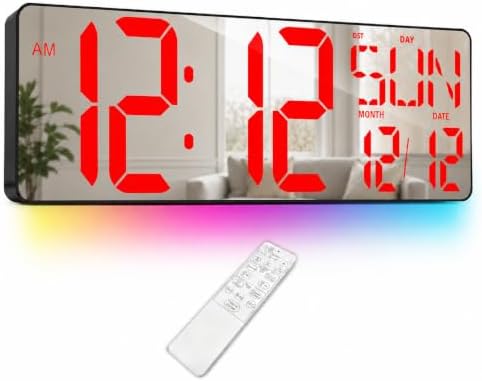 TXL 17.2-Inch Large Mirror Digital Wall Clock by TXL