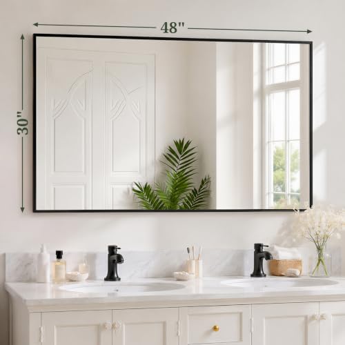 Bathroom Mirror for Wall, 48x30 Inch HD Tempered Glass Vanity Mirror - Image 2
