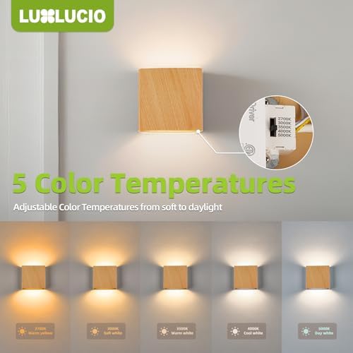 2 Pack Indoor Outdoor Natural Wood Grain Up and Down LED Wall Light, Modern - Image 3