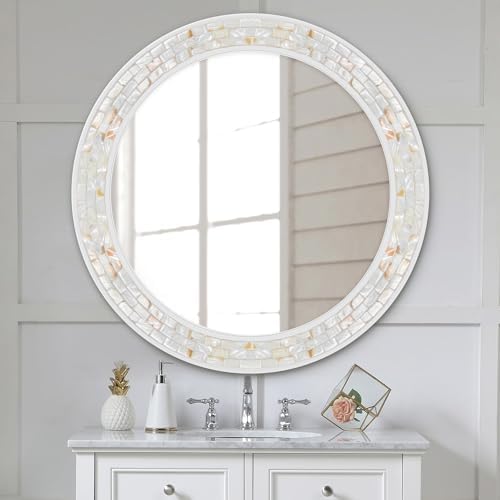 Tanmicoshomy 36 Inch Large Round Mirror, Natural Shell Circle Wall Decor - Image 4