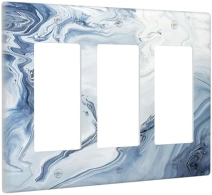 Light Switch Covers Blue Marble Pattern 3 Gang Rocker Electrical GFCI - Image 2