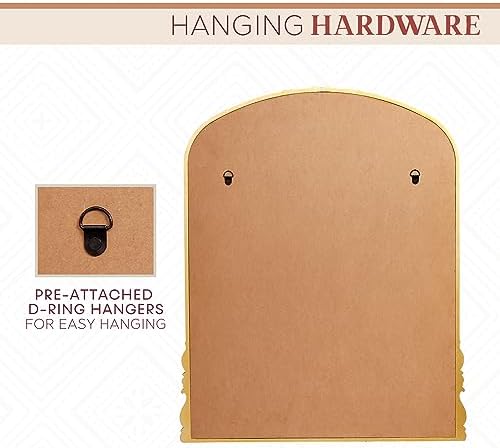 Wylde Iris English Estate Carved Arch Wood Wall Mirror, Mirror - Image 5